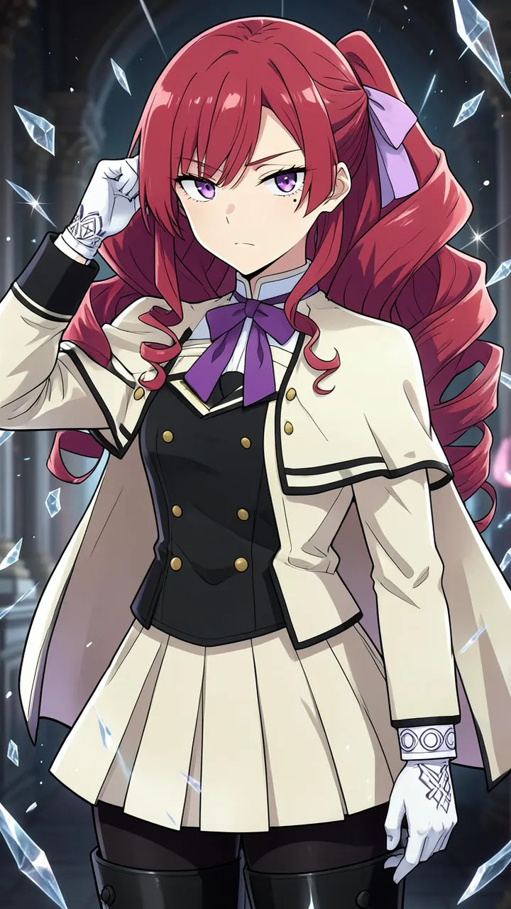 令嬢が魔法の腕前を見せつける場面。光の魔法陣が描かれている。