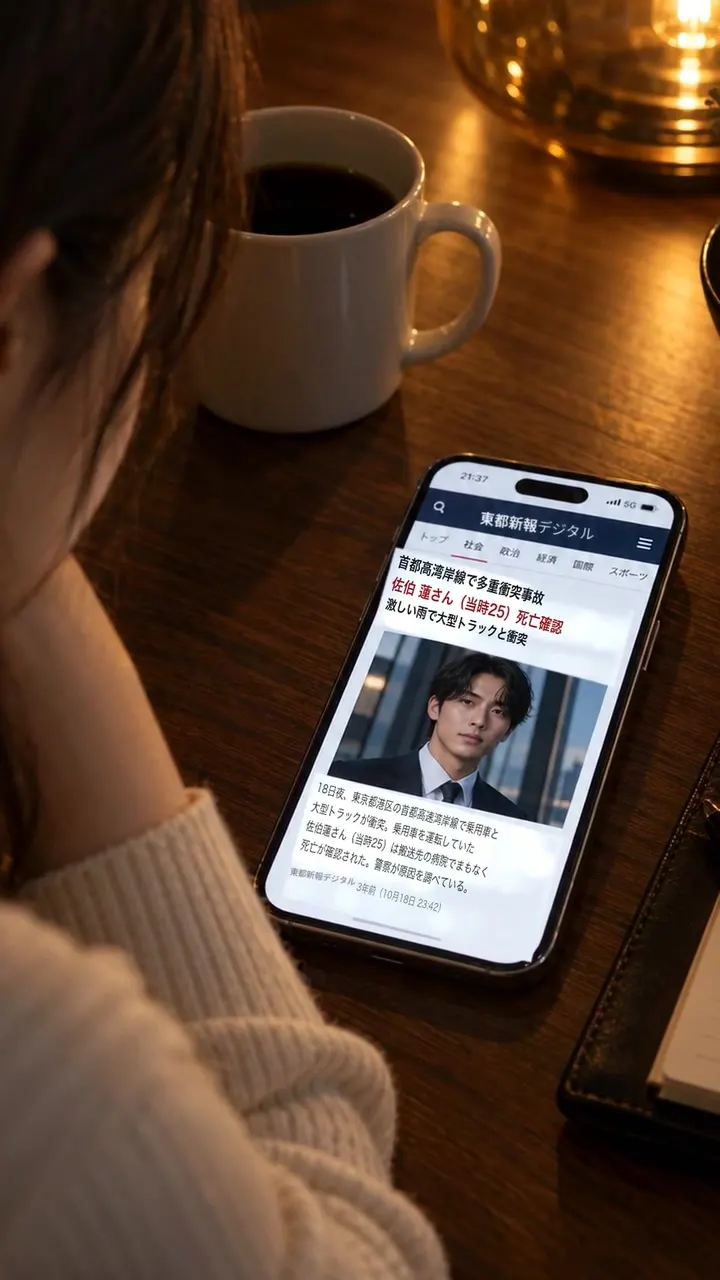 画面を見て言葉を失う美咲。蓮が不安そうに覗き込む（美咲、蓮）。