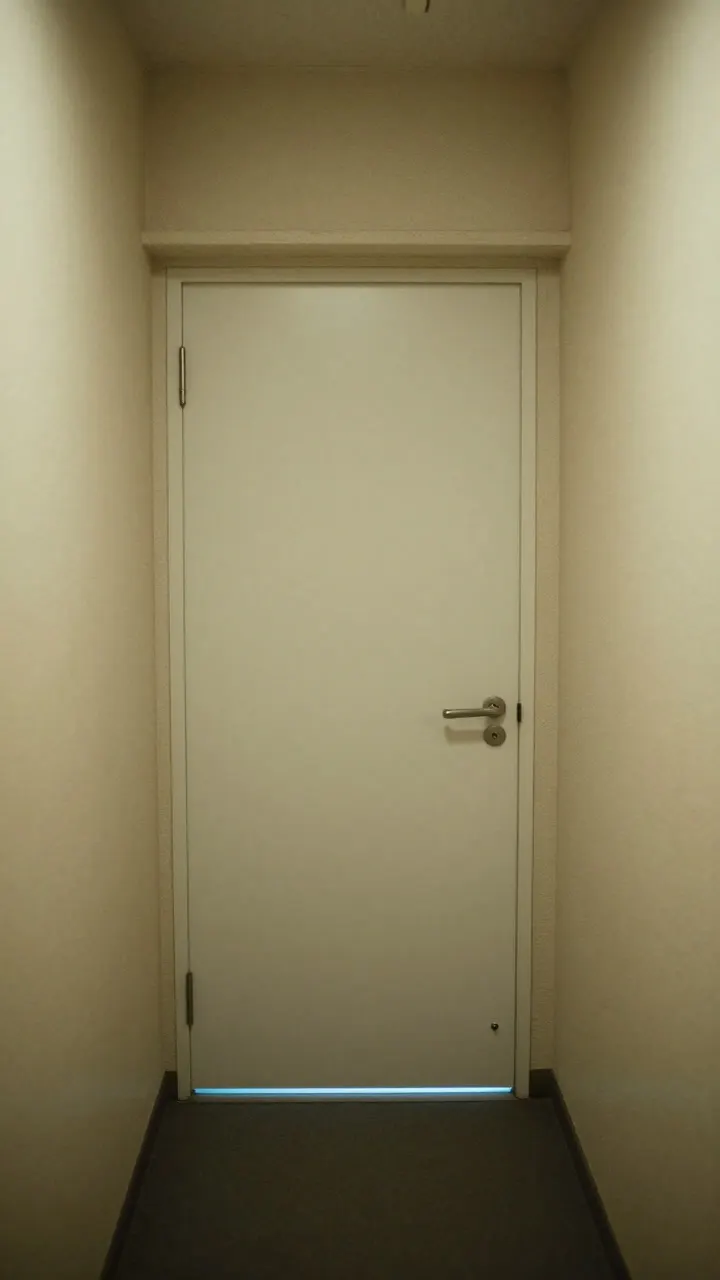鍵がかかった扉に近づき、七海が鍵を手に取る場面