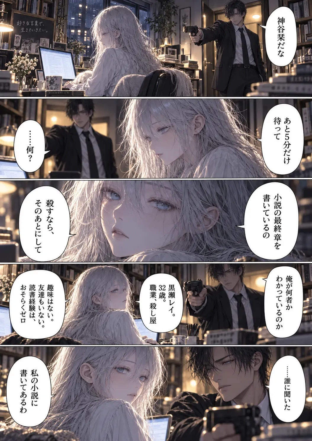 殺し屋は結末を知らない Page 04: 「あと5分だけ待って」