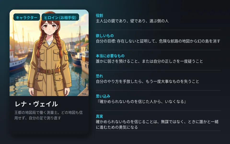 テンプレート「ヒロイン (お相手役)」の見本