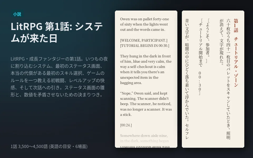 テンプレート「LitRPG 第1話: システムが来た日」の見本