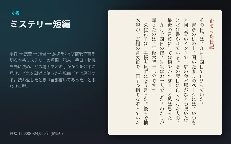 テンプレート「ミステリー短編」の見本