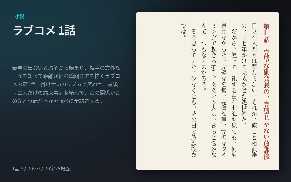 テンプレート「ラブコメ 1話」の見本